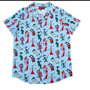 Cakeworthy Womens L Roger Rabbit Novelty Print Button-Up Shirt - Light Blue